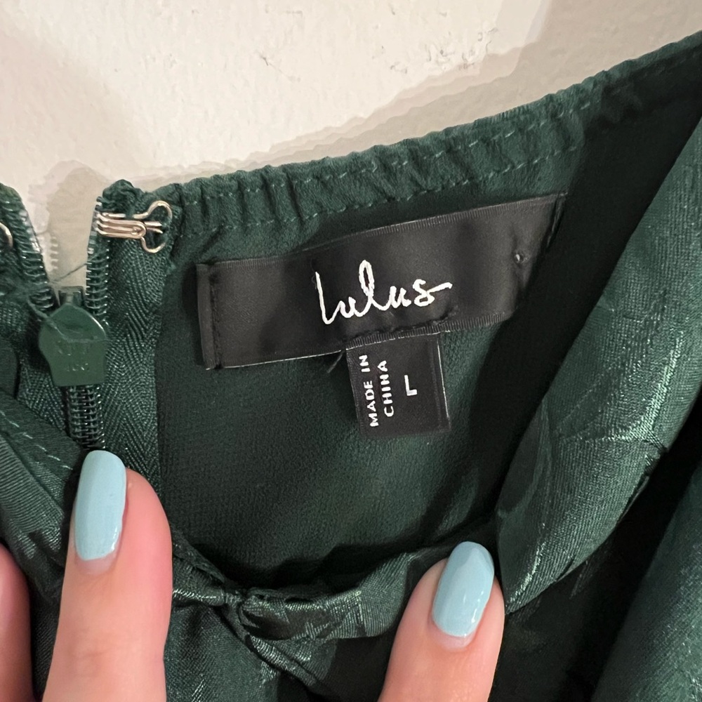 Lulu's Emerald Green Floral Midi Dress - Picture 3 of 3